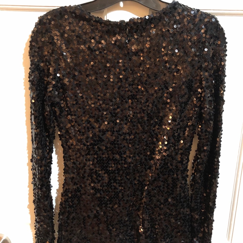 French Connection long sleeve black sequin top